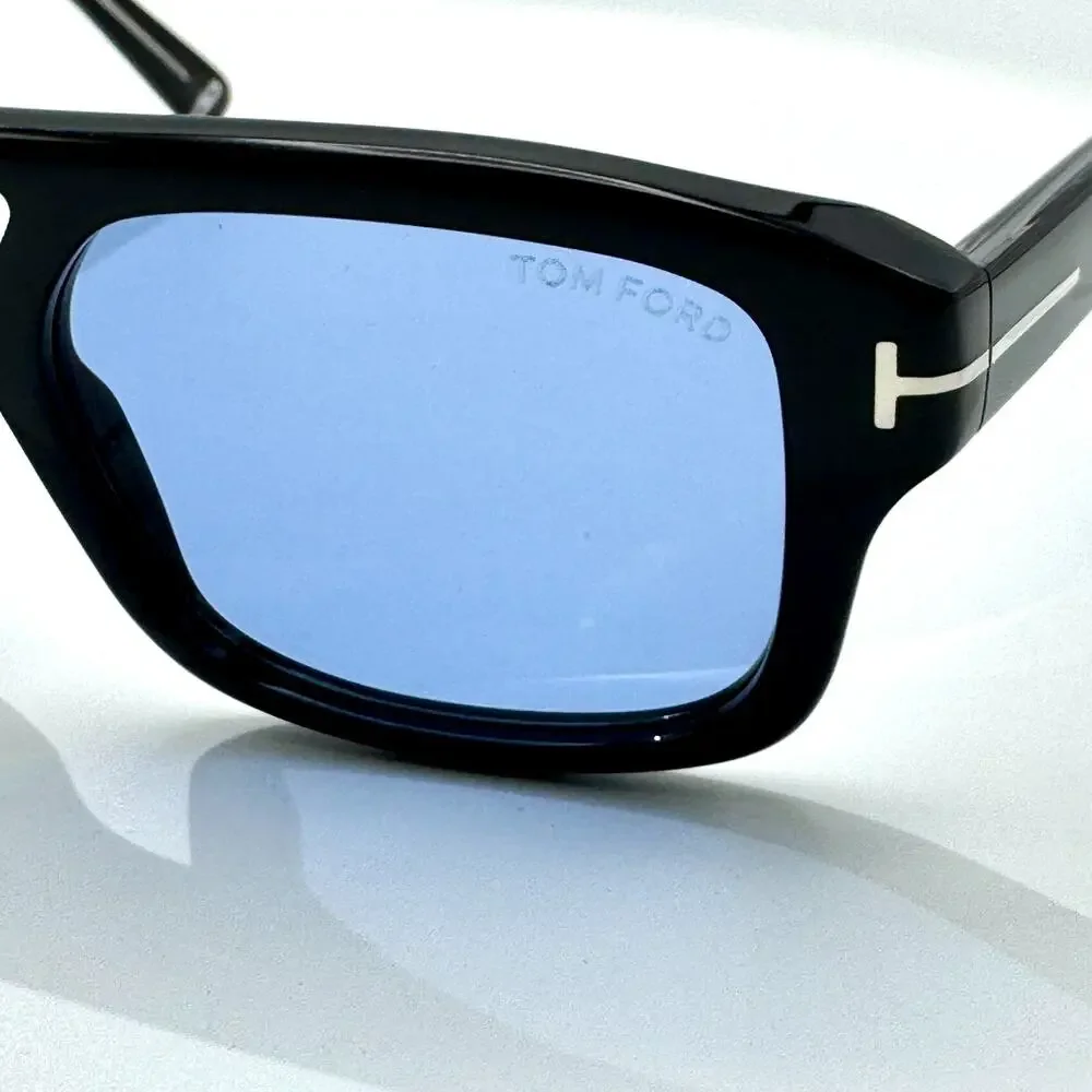 Tom Ford Sunglasses Icon TI0022 01V Black Navigator Frame Blue Lens 53-20-145